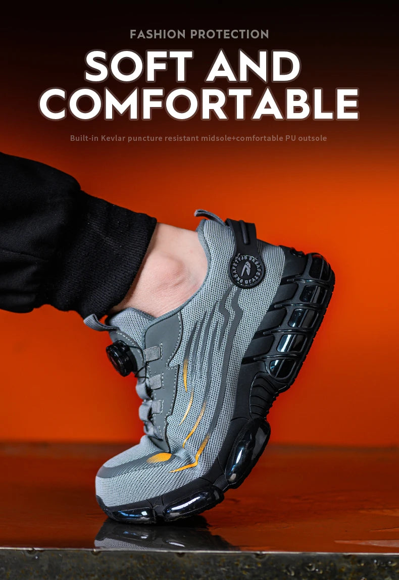 Steel Toe Safety Shoes – Slip-On Work Sneakers with Dial Closure, Breathable Anti-Smash & Anti-Puncture Protection