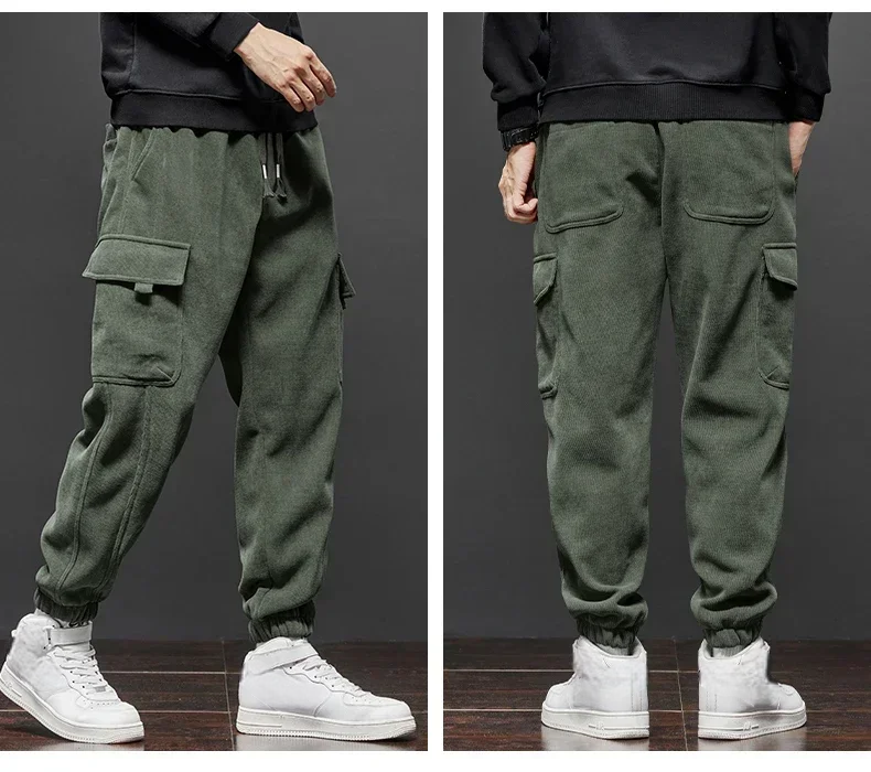 Men’s Cargo Jogger Pants – Elastic Waist, Drawstring, Multi-Pocket Streetwear