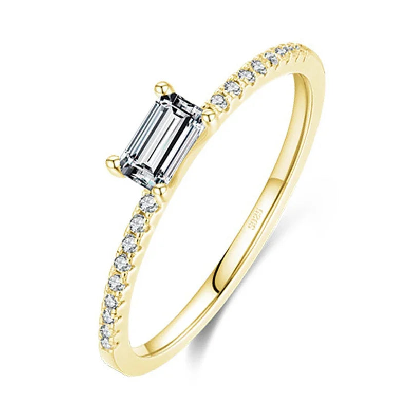 Trumium 2mm 925 Sterling Silver Rings For Women Zircon Inlaid Half Eternity Stacktable Ring Fine Jewelry for Wedding Anniversary