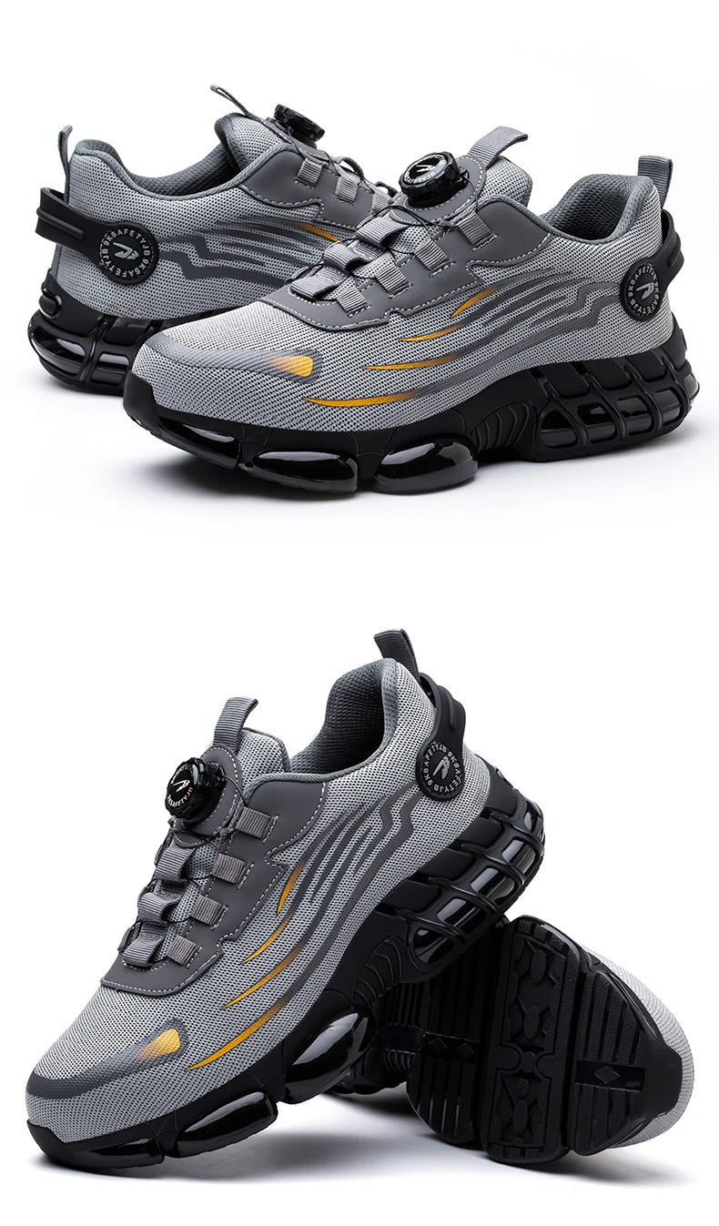 Steel Toe Safety Shoes – Slip-On Work Sneakers with Dial Closure, Breathable Anti-Smash & Anti-Puncture Protection