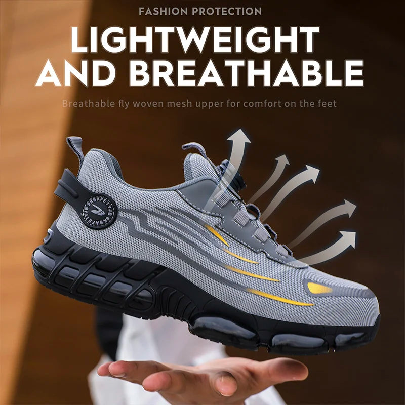 Steel Toe Safety Shoes – Slip-On Work Sneakers with Dial Closure, Breathable Anti-Smash & Anti-Puncture Protection