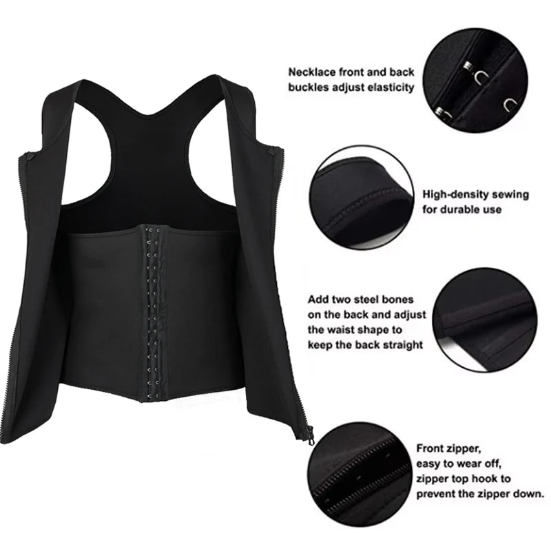 Men’s Compression Tank Top Shapewear – Slimming Body Shaper Vest with Zipper, Tummy Control & Back Support
