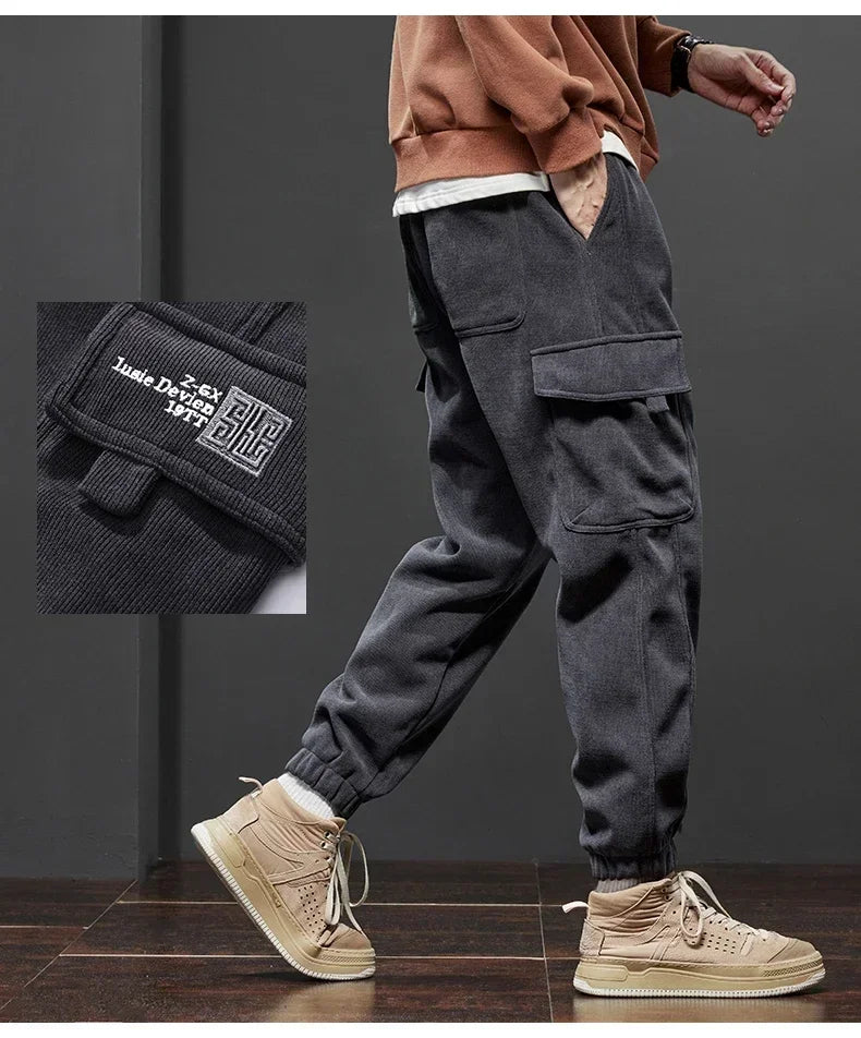 Men’s Cargo Jogger Pants – Elastic Waist, Drawstring, Multi-Pocket Streetwear