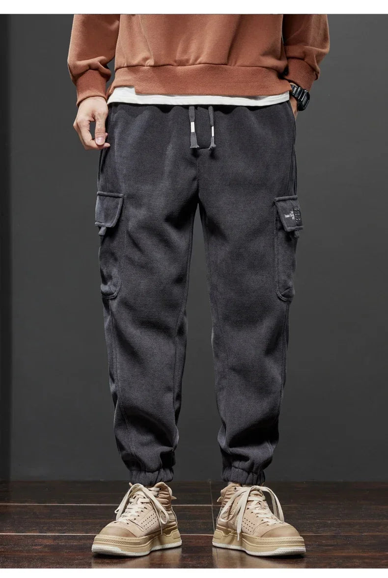 Men’s Cargo Jogger Pants – Elastic Waist, Drawstring, Multi-Pocket Streetwear