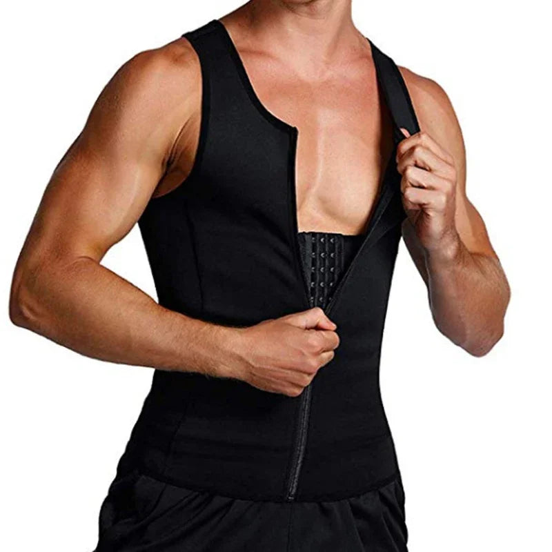 Men’s Compression Tank Top Shapewear – Slimming Body Shaper Vest with Zipper, Tummy Control & Back Support