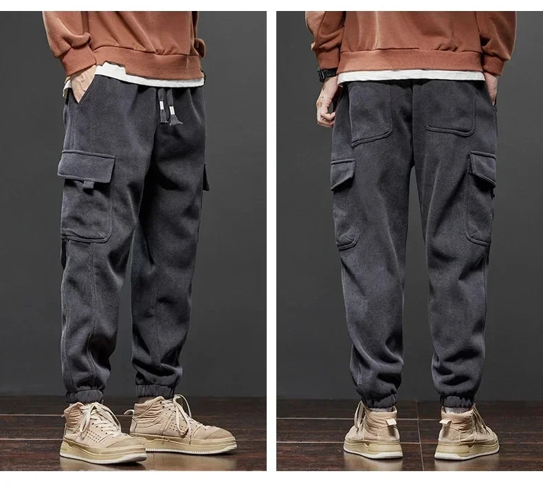 Men’s Cargo Jogger Pants – Elastic Waist, Drawstring, Multi-Pocket Streetwear