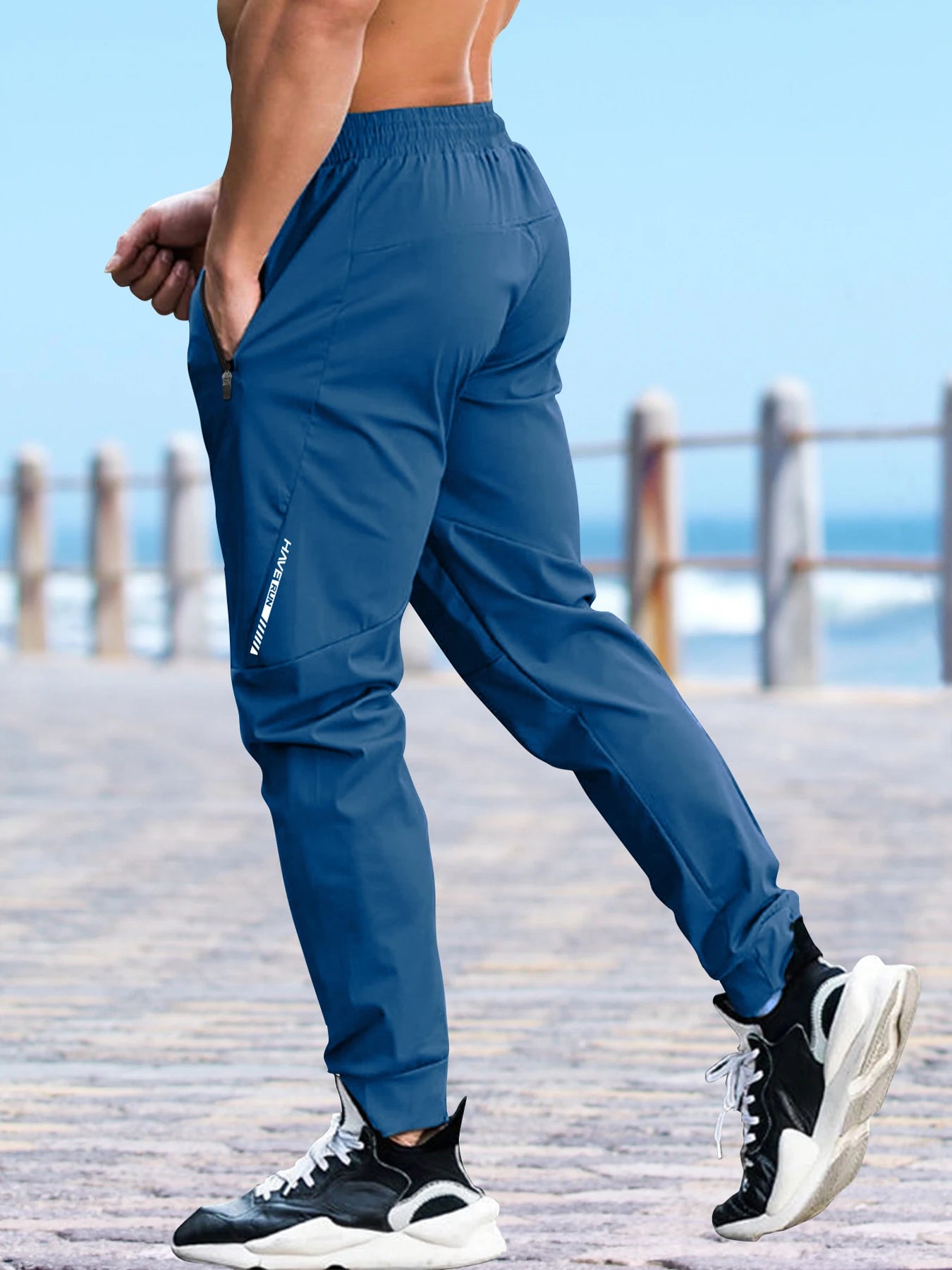 Men’s Quick-Dry Gym Joggers – Lightweight Elastic Waist Training Pants with Zipper Pockets