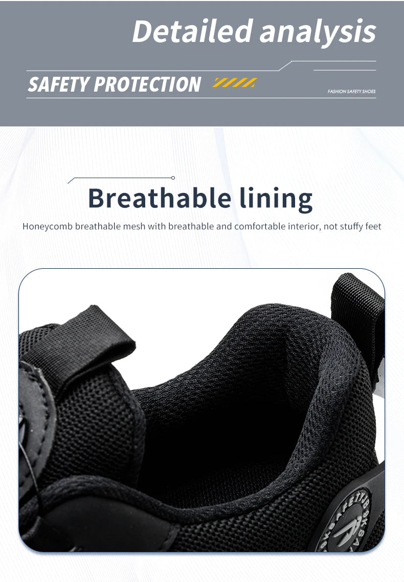 Steel Toe Safety Shoes – Slip-On Work Sneakers with Dial Closure, Breathable Anti-Smash & Anti-Puncture Protection