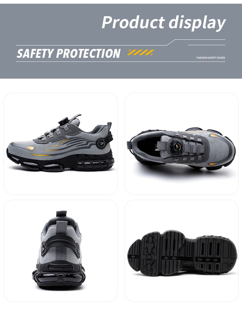 Steel Toe Safety Shoes – Slip-On Work Sneakers with Dial Closure, Breathable Anti-Smash & Anti-Puncture Protection