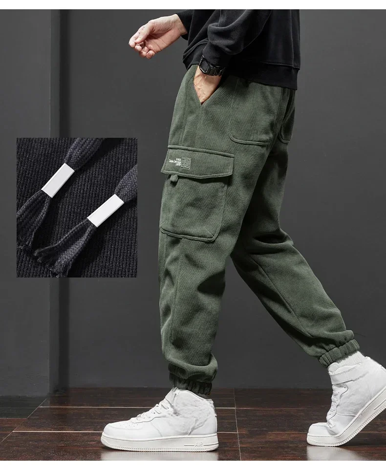 Men’s Cargo Jogger Pants – Elastic Waist, Drawstring, Multi-Pocket Streetwear