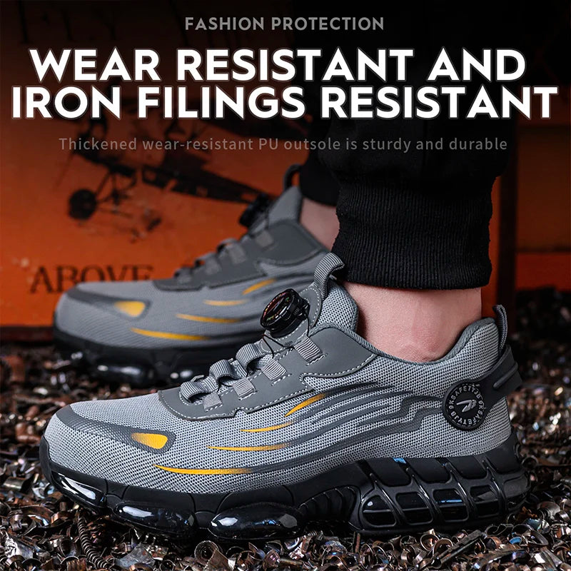 Steel Toe Safety Shoes – Slip-On Work Sneakers with Dial Closure, Breathable Anti-Smash & Anti-Puncture Protection