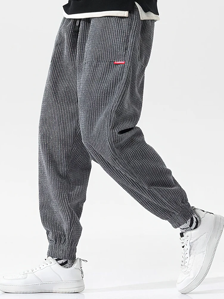 Men’s Baggy Corduroy Jogger Pants – Loose Fit, Drawstring Waist, Thermal Fleece Lining