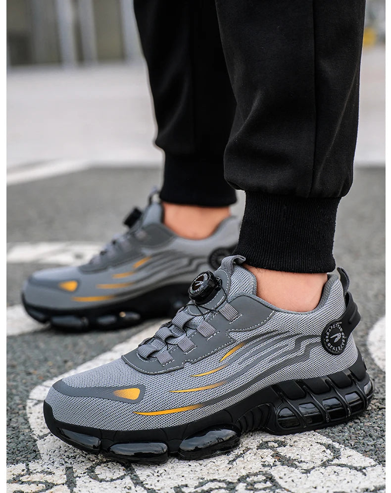 Steel Toe Safety Shoes – Slip-On Work Sneakers with Dial Closure, Breathable Anti-Smash & Anti-Puncture Protection