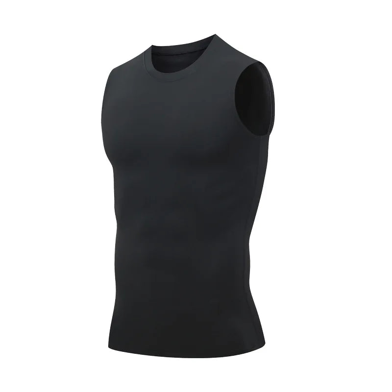 Men’s Compression Tank Top – Sleeveless Quick-Dry Gym Shirt for Tummy Control, Hide Gynecomastia & Belly Fat, Solid Workout Muscle Vest