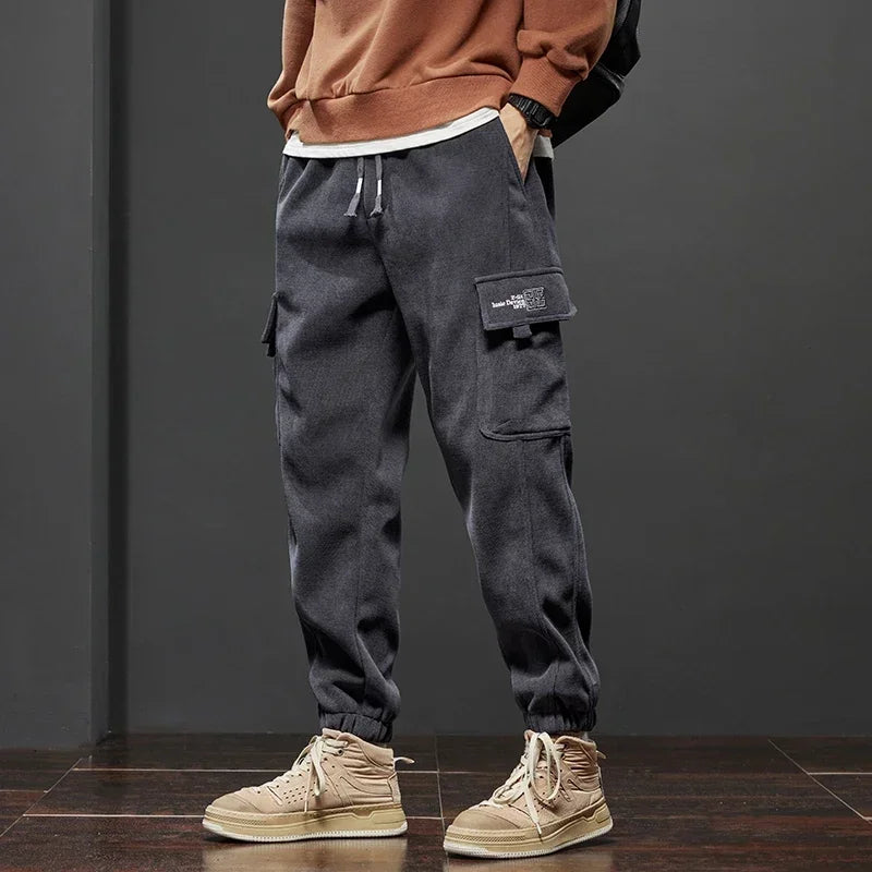 Men’s Cargo Jogger Pants – Elastic Waist, Drawstring, Multi-Pocket Streetwear