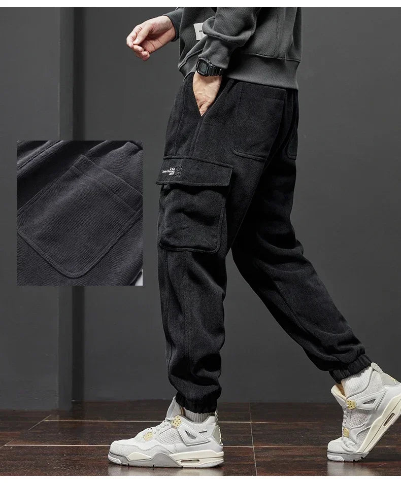 Men’s Cargo Jogger Pants – Elastic Waist, Drawstring, Multi-Pocket Streetwear