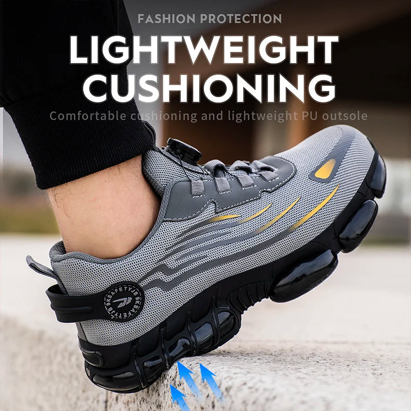 Steel Toe Safety Shoes – Slip-On Work Sneakers with Dial Closure, Breathable Anti-Smash & Anti-Puncture Protection
