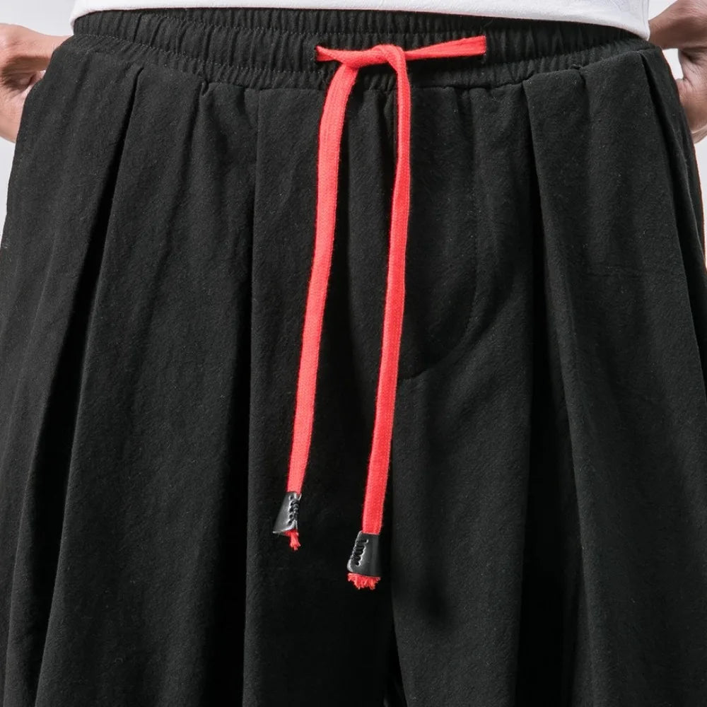Men’s Oversized Cotton Linen Harem Pants – Loose Fit Chinese Style Casual Trousers