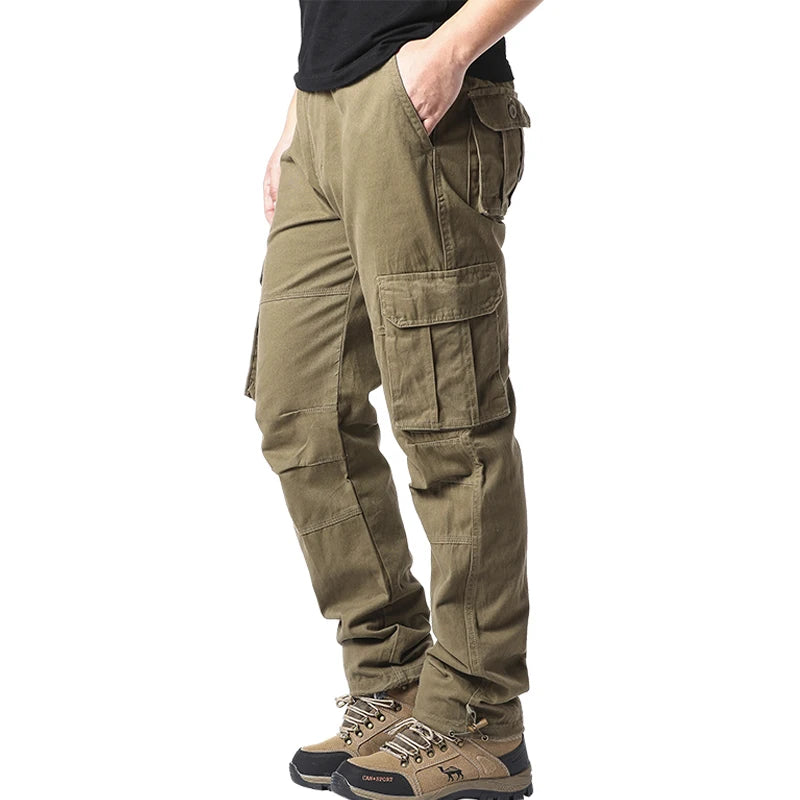 Men’s Tactical Cargo Pants – Loose Fit Outdoor Cotton Work Trousers with Multi Pockets