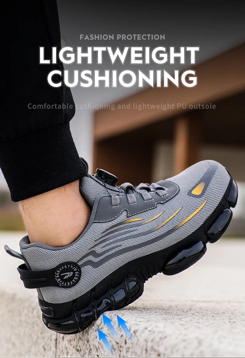 Steel Toe Safety Shoes – Slip-On Work Sneakers with Dial Closure, Breathable Anti-Smash & Anti-Puncture Protection