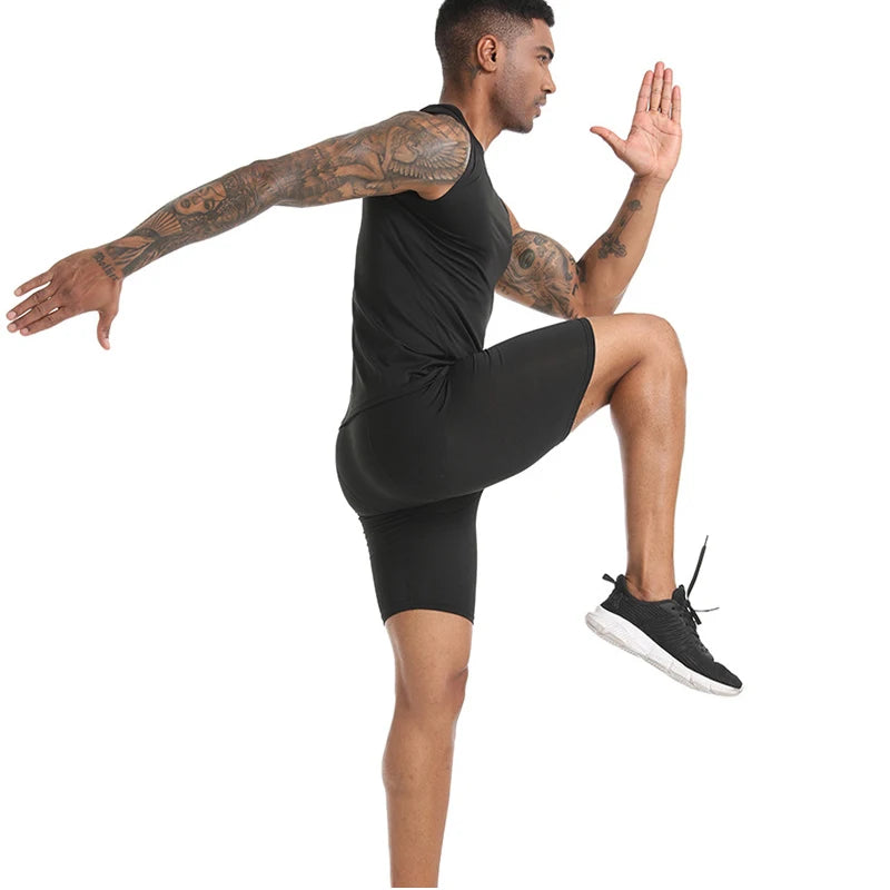 Men’s Compression Tank Top – Sleeveless Quick-Dry Gym Shirt for Tummy Control, Hide Gynecomastia & Belly Fat, Solid Workout Muscle Vest