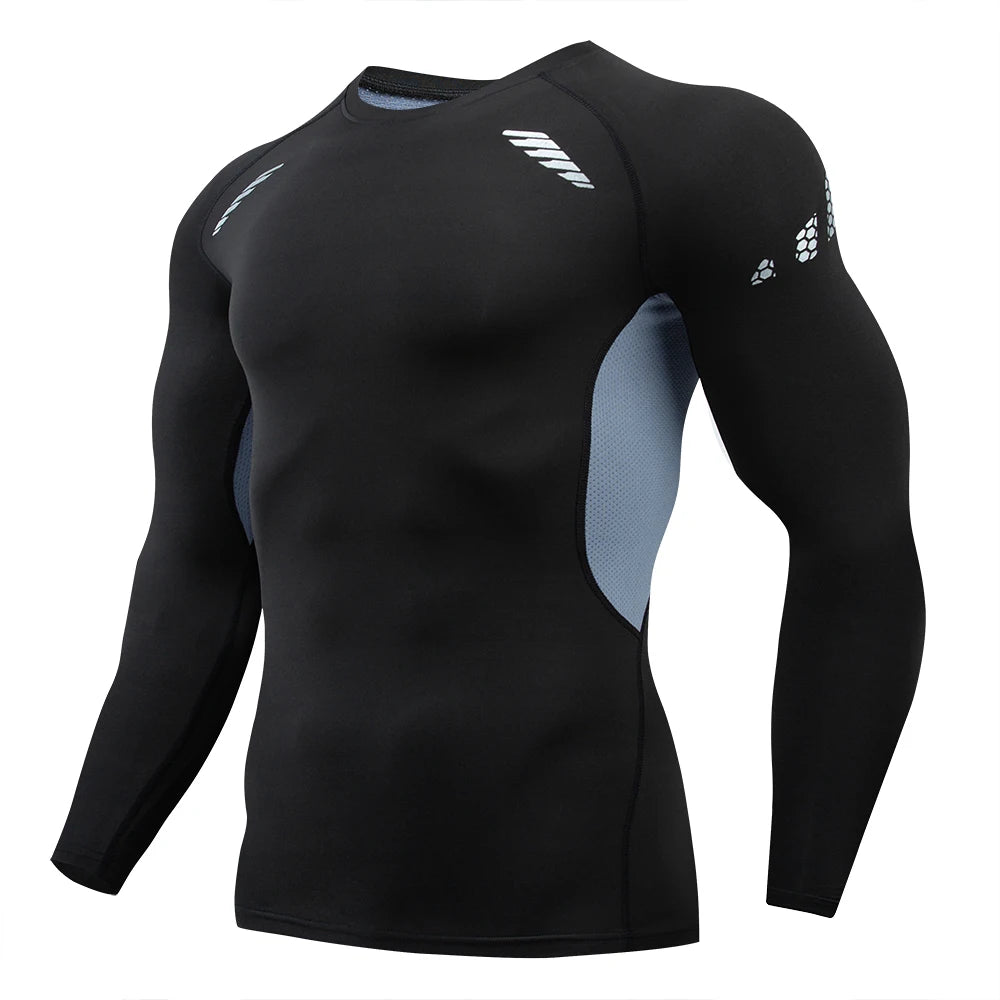 Men’s Solid Compression Shirt – Long Sleeve Athletic Base Layer, Moisture-Wicking Undershirt for Sports, Gym, Training, and Running