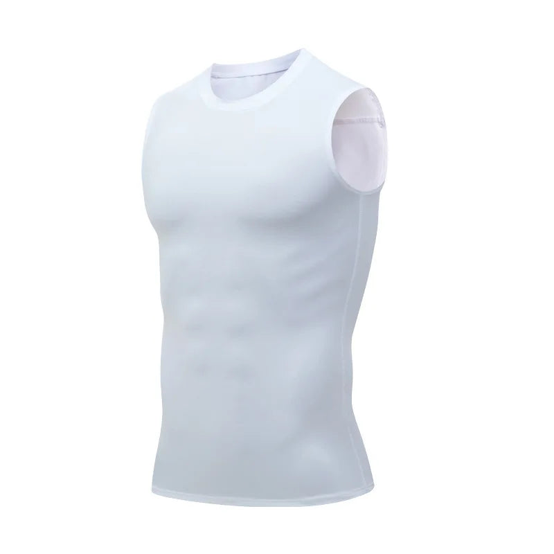 Men’s Compression Tank Top – Sleeveless Quick-Dry Gym Shirt for Tummy Control, Hide Gynecomastia & Belly Fat, Solid Workout Muscle Vest