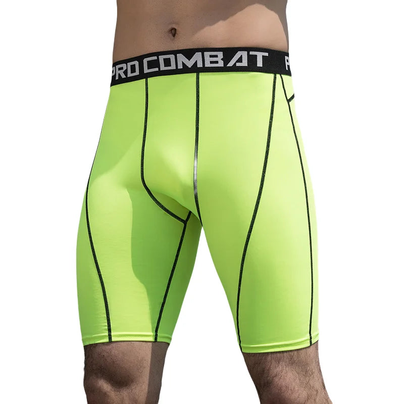 Men's Compression Workout Shorts – Elastic Slim Fit Gym Tights for Bodybuilding & Running
