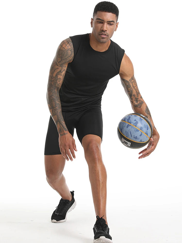 Men’s Compression Tank Top – Sleeveless Quick-Dry Gym Shirt for Tummy Control, Hide Gynecomastia & Belly Fat, Solid Workout Muscle Vest