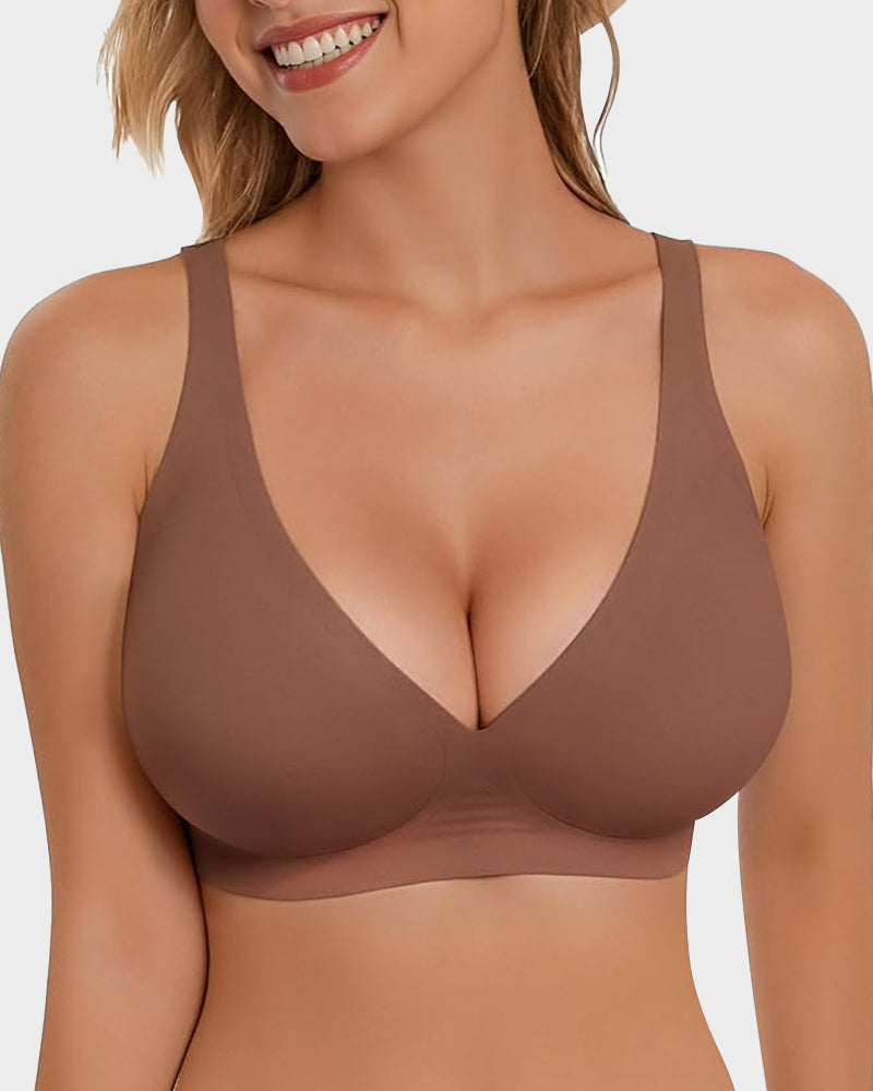 Seamless Deep V Wireless Push-Up Bra – Comfortable, Breathable Fabric, Plunge Neckline, Gentle Padding, Perfect for Everyday Wear 0